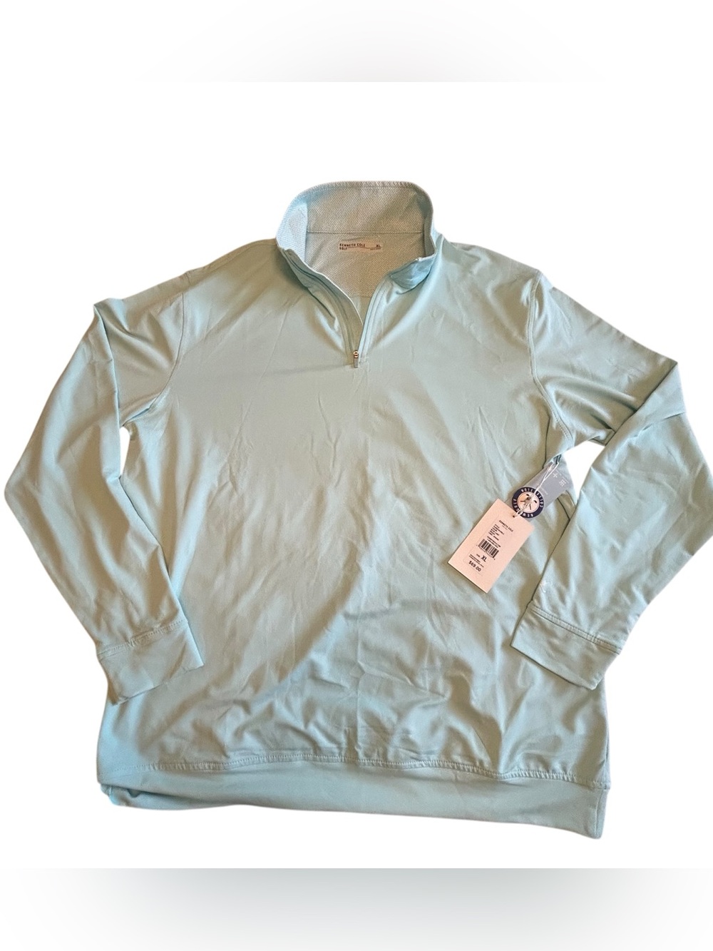 Kenneth Cole Men's Mint Blue Quarter-Zip Sweater